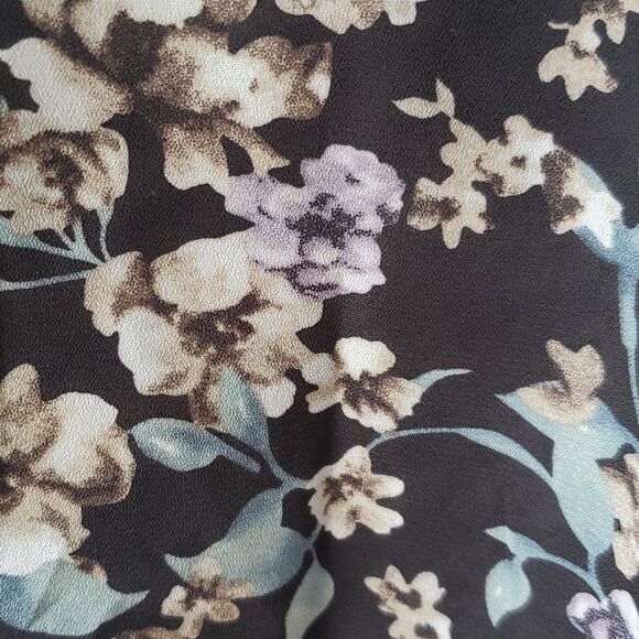 BLOUSOLOGY SLEEVELESS RUFFLE POPOVER TOP BLOUSE LARGE FLORAL FLOWY FALL BLACK - Picture 11 of 12